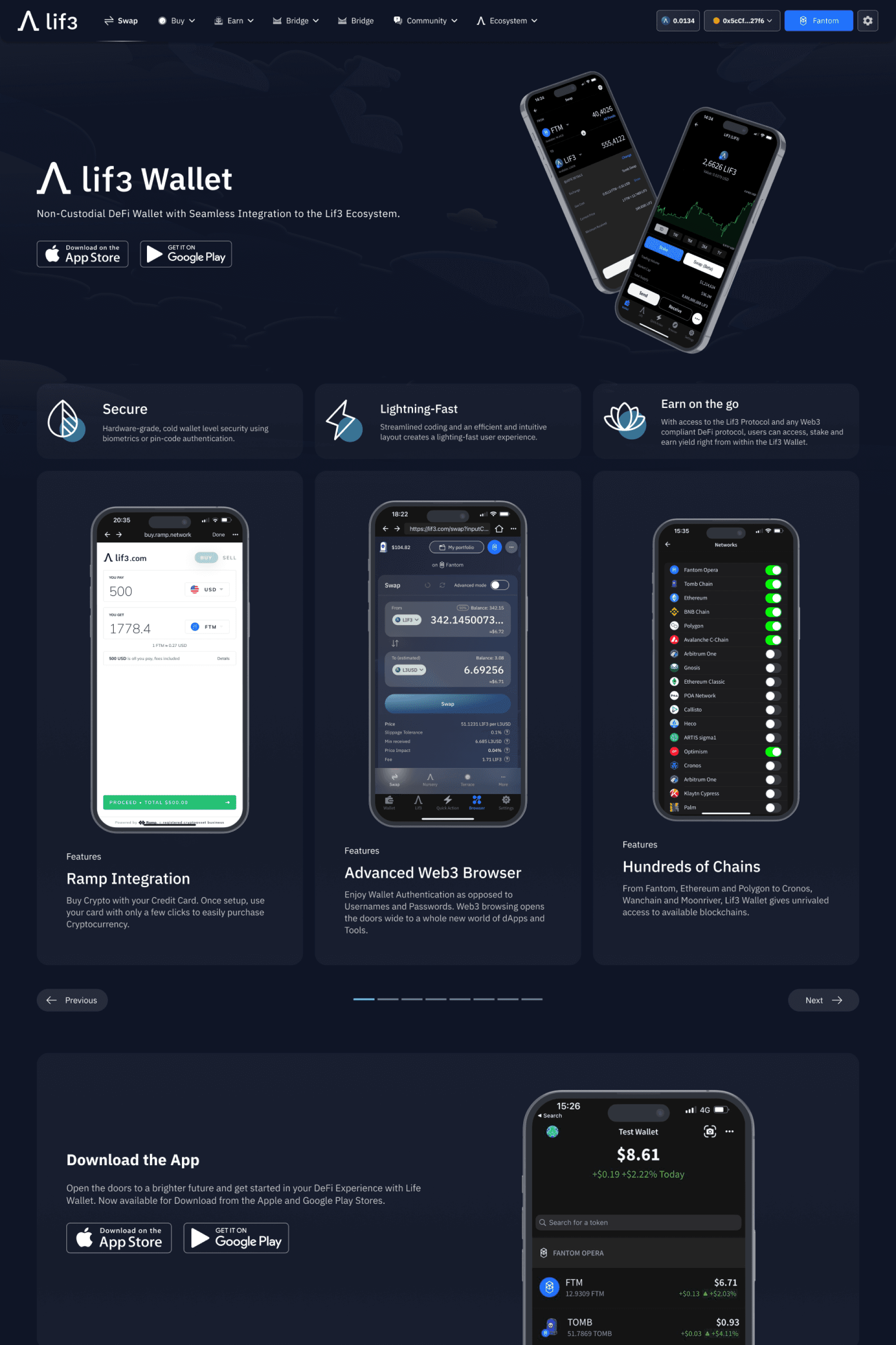 Lif3 Wallet landing page
