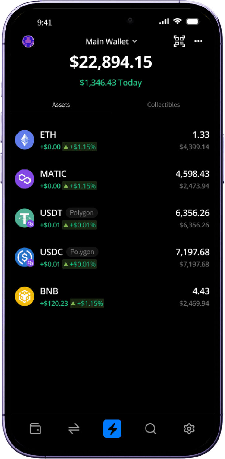 Lif3 Wallet balances screen